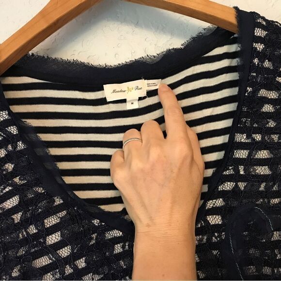 Anthropologie Meadow Rue Lace Overlay Striped Top (M) - Picture 5 of 10